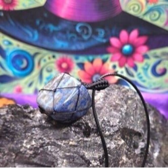 Lapis Lazuli Tumbled Gemstone Corded Pendant - Picture 5 of 7